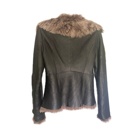 Hugo Boss Black Lambskin Bomber Jacket w/ Shearling Fur – Size 8 - Picture 5 of 16